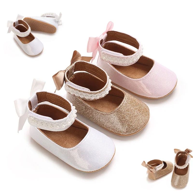 Cute Spring and Autumn Baby Shoes 0-1 Year Old Pu Fashion Female Baby Princess Shoes Soft Rubber Bottom Comfortable Soft Baby