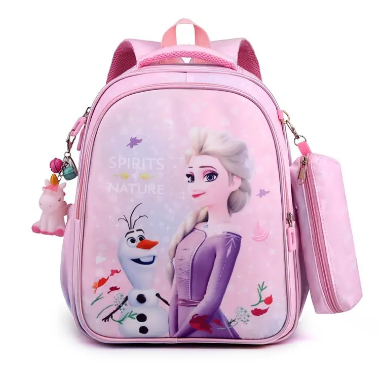 Disney Kids Cartoon Backpack Schoolbag Girls Princess frozen Backpack Primary Schoolbag plus Coin Purse