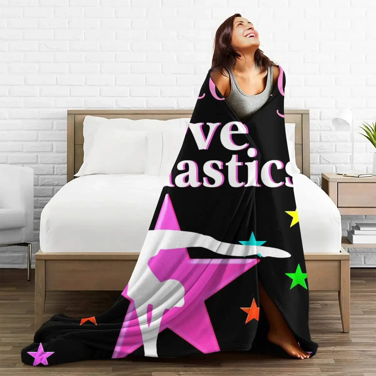 

Baby Blanket I Love Gymnastics Plaid Fleece Autumn/Winter Cartoon Collage Soft Breathable Throw for Bedding Couch Bedspread