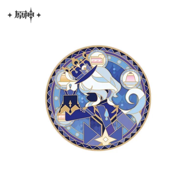 Game Genshin Impact Official Genuine Product Rainbow Invitation Series Rotating Metal Badge Halloween Christmas Gifts Cosplay