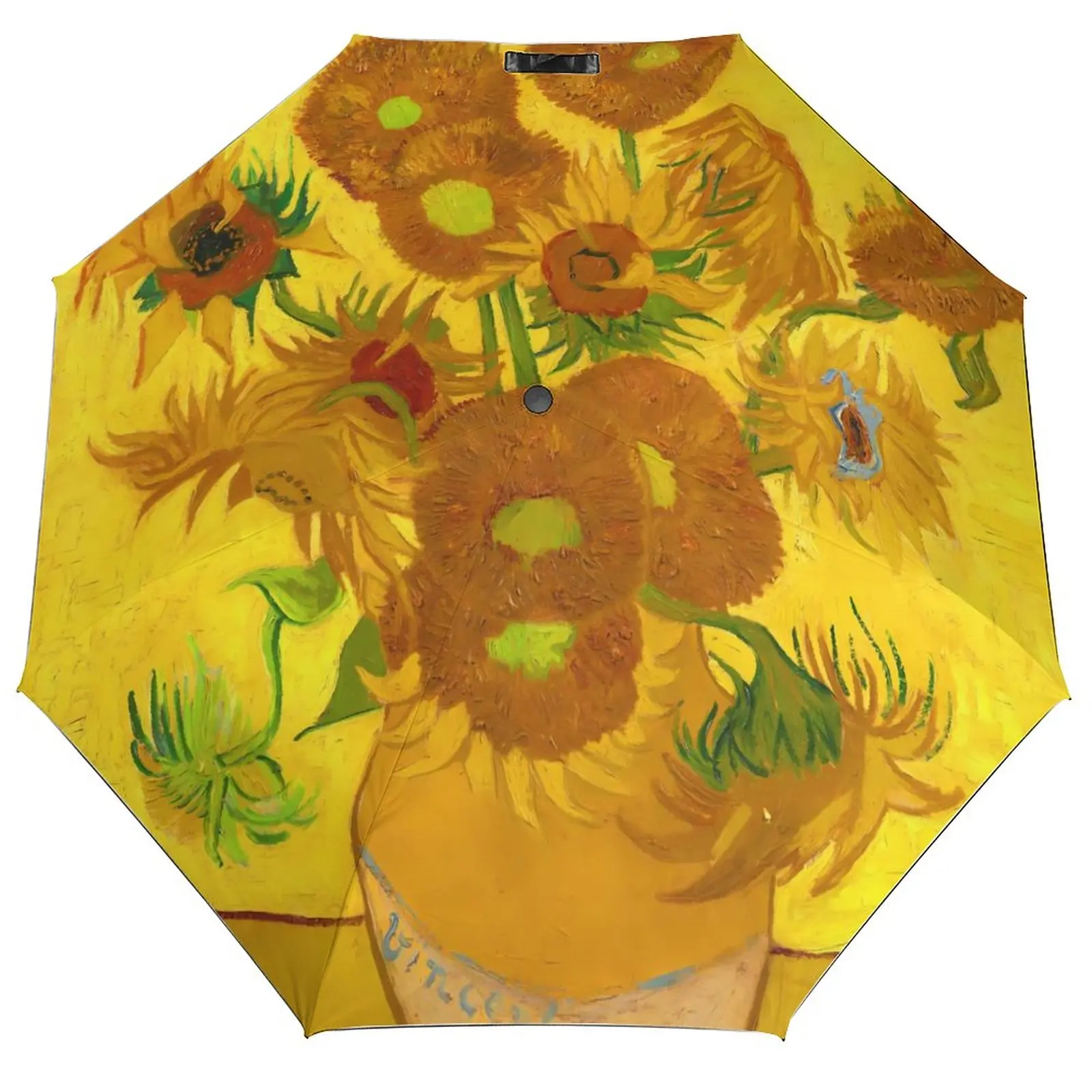 Sunflowers In A Vase Umbrella Van Gogh Fine Art Windshield Automatic Umbrella Creative Design Portable Sun Umbrella