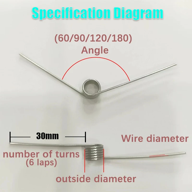Molla di torsione in acciaio inossidabile di precisione ad alte prestazioni con diametro del filo da 0,6 mm Molla a forma di V 5 pezzi personalizzabile