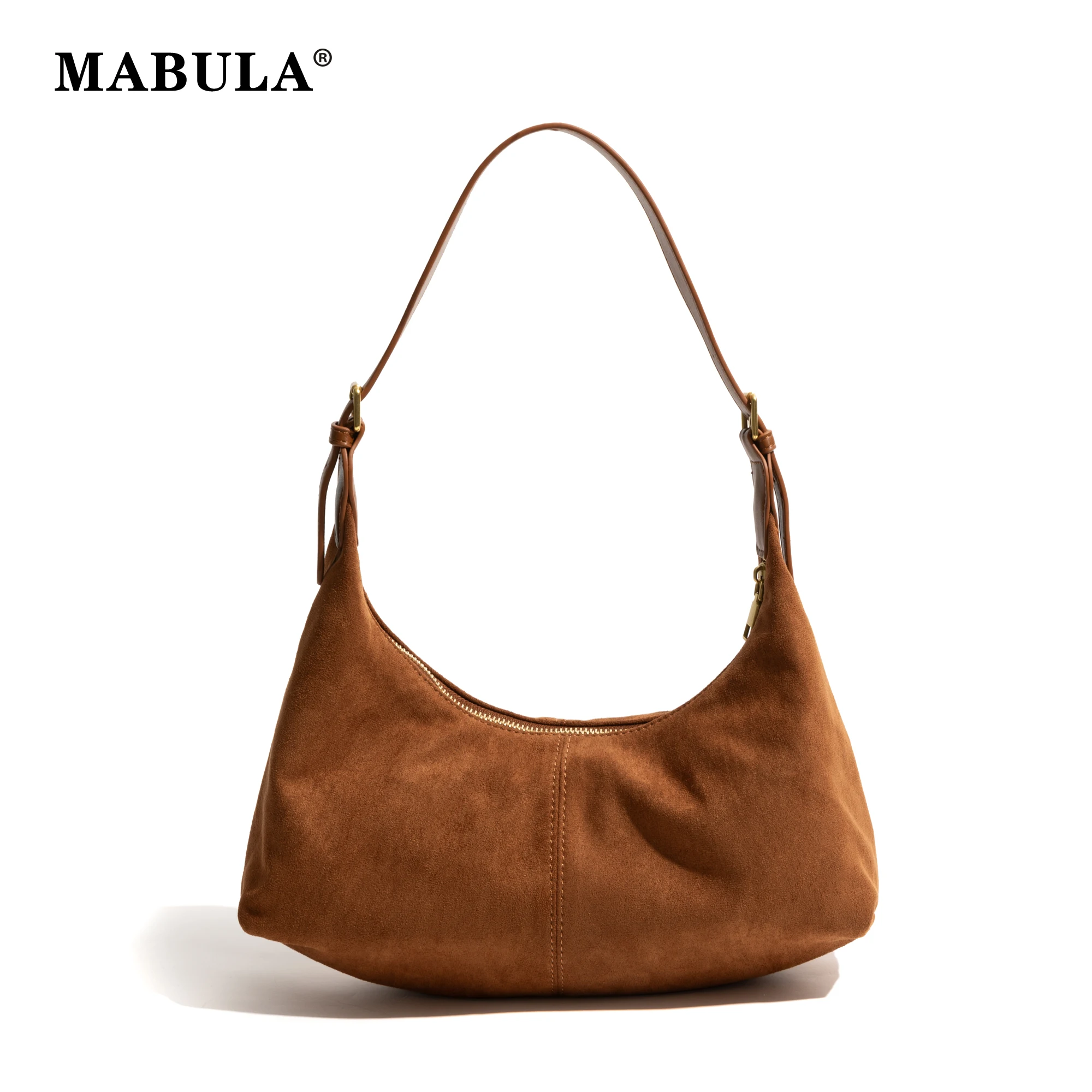 MABULA Vintage Faux Suede Underarm Hobo Bag Women Fashion Dumpling Shape Phone Purse Simple Casual Shoulder Bag Crossbody Bag