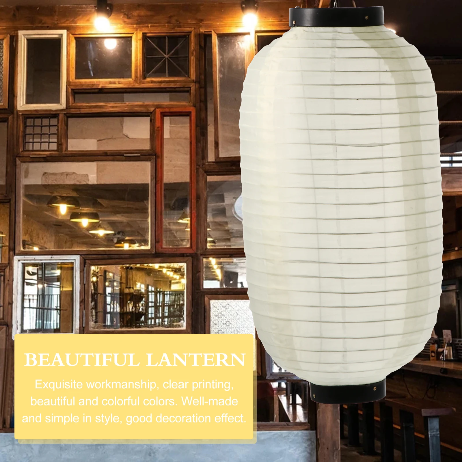 

2pcs Waterproof Silk Lantern 45X25CM Japanese Style Decorative Lanterns Indoor Outdoor Ornament White 10Inch Home Restaurant