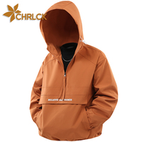 CHRLCK Men Hiking Jacket Outdoor Waterproof Fishing Hooded Sport Jacket Adjustable Drawstring Travel Jacket Mountaineering Coat