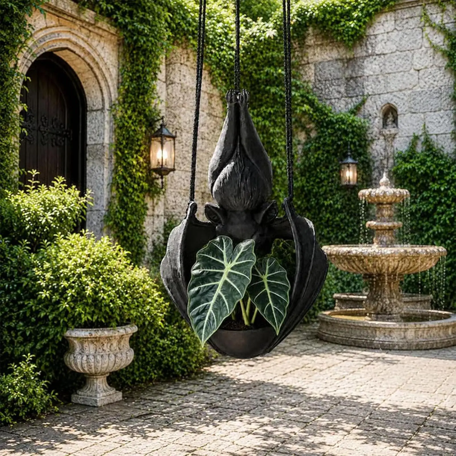Gothic Hangings Planter 3D Printed Bat Shaped Halloween Decorative Holder Small Vines Plants Pots for Garden Porch Balcony Patio