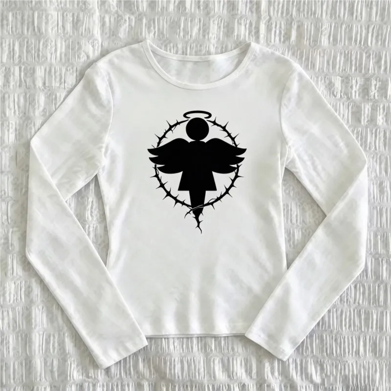 Woman T-shirts Emo 90s Vintage Clothes for Women Japanese Y2k Tops Gothic Cuteore Star Girl Y2k Kitty Women's Cropped Kawaii