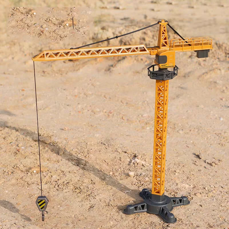 Alloy+Plastic Engineering Diecast Tower Crane Classic Construction Model Vehicle Loader Tractor Excavator Toys for Boys Gifts