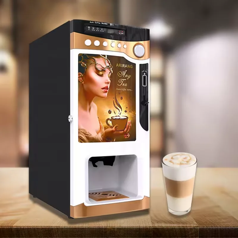 Automatic Coffee Maker Dispenser Smart Commercial Coin Payment Instant Coffee Vending Machine