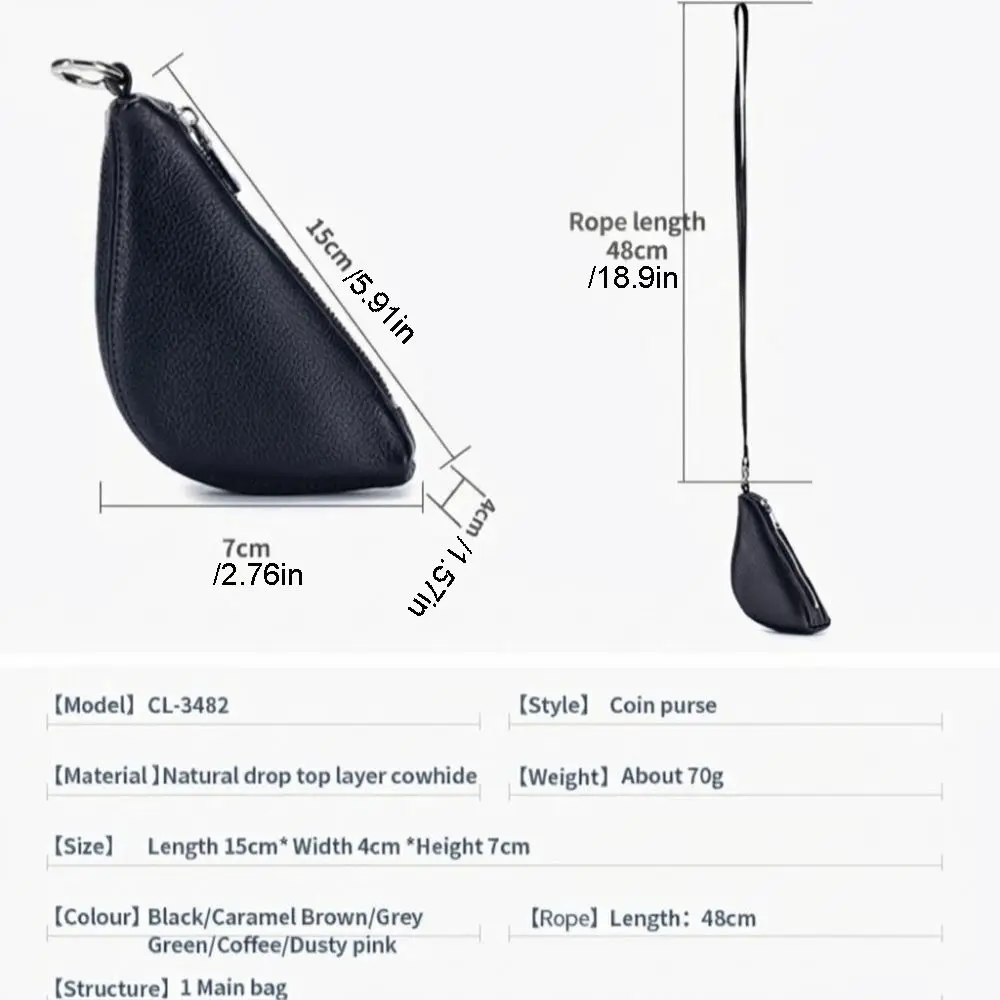Echtes Leder Halsgeldbörse Mini-Geldbörse Lanyard-Portemonnaie Tasche Anhänger Lippenstift Schlüssel Aufbewahrung Kopfhörer-Tasche für Mädchen/Frauen – Detail 1