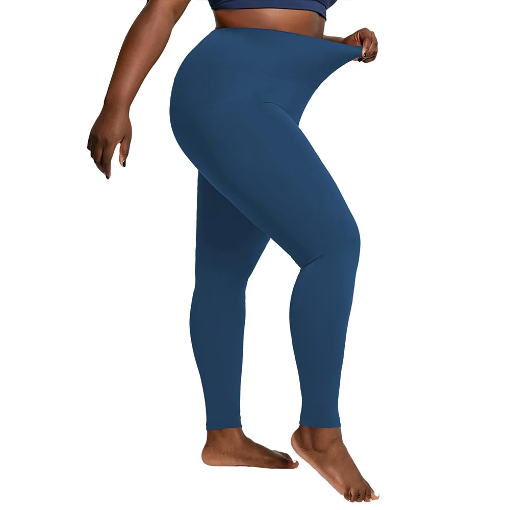 المرأة عالية الخصر المخملية طماق حجم كبير اليوغا السراويل الخريف الشتاء جيب الثنائي 1XL-5XL #2