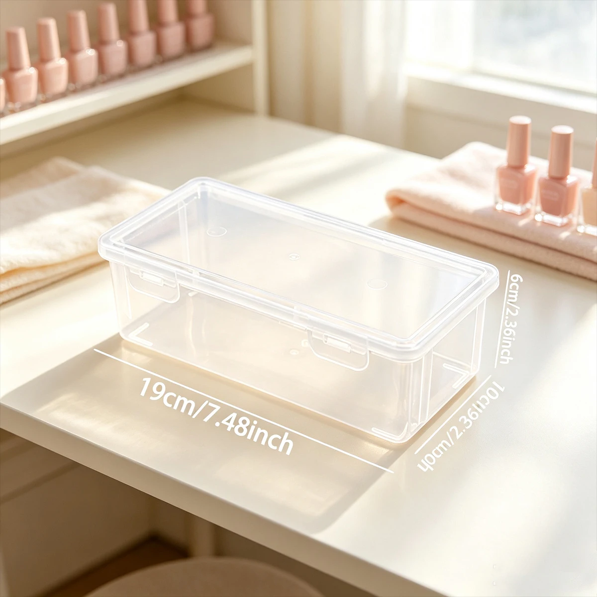 1pc/2pcs Transparent Nail Tool Flip Storage Box Stackable Dustproof Tabletop Hair Accessory Jewelry Storage Box view 6