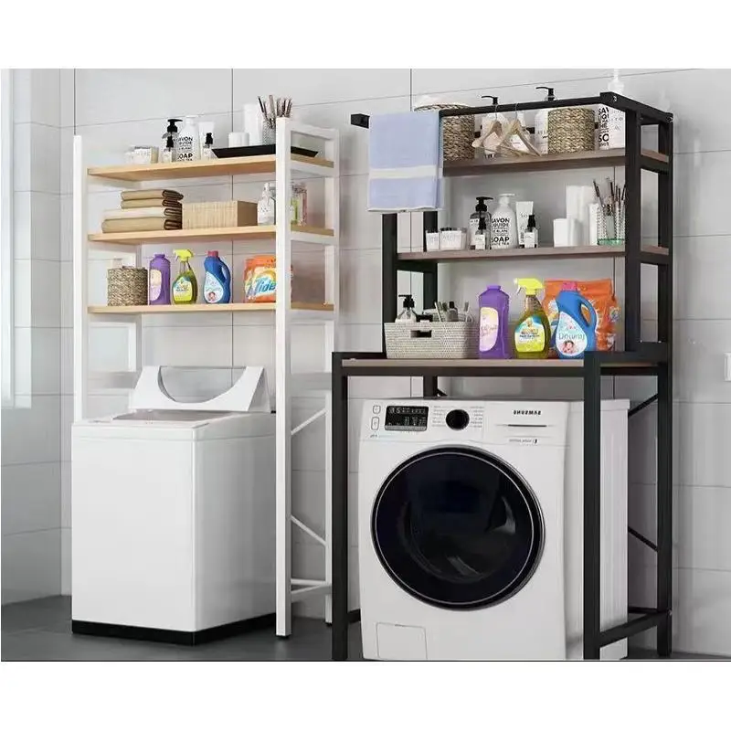 Cesto de lavandería moderno minimalista con soporte, organizador de almacenamiento para lavadora tipo tambor, estante para inodoro, montado en el suelo, ahorrador de espacio