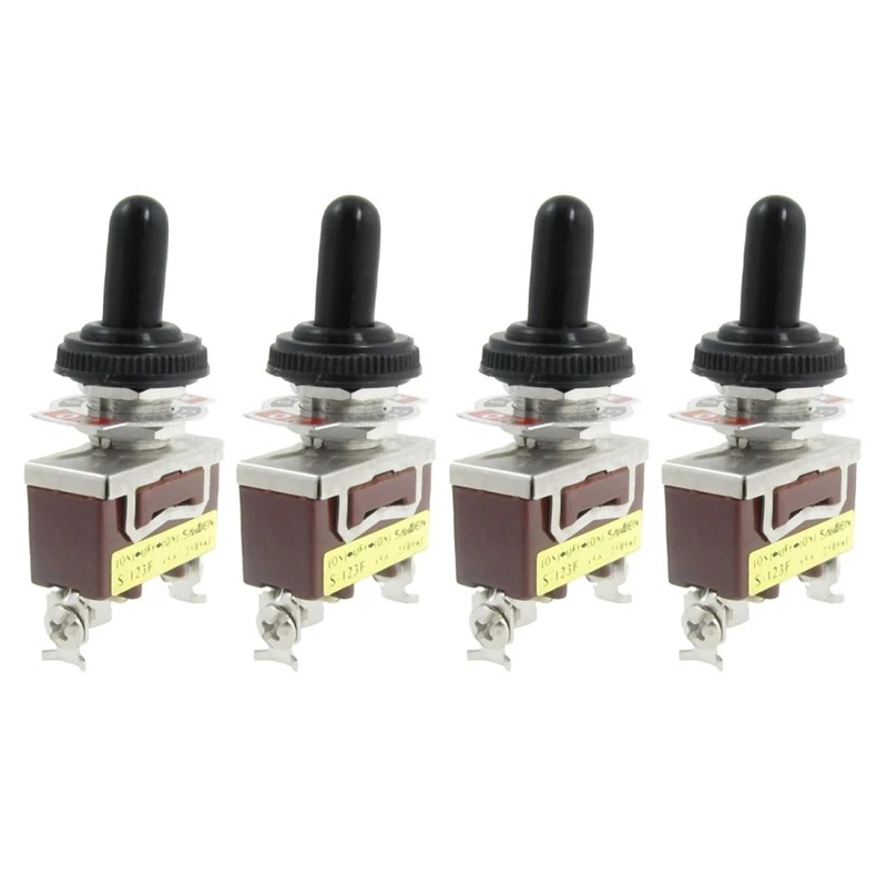 4X AC 250V 15A Momentary SPDT Toggle Switch With Waterproof Boot