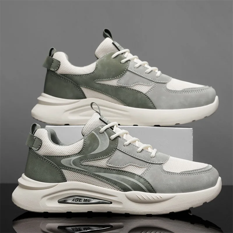 Men Chunky Sneakers Breathable Mesh Running Shoes Fashion Thick Sole Dad Shoes Lightweight Non-slip Casual Sports Walking Shoes