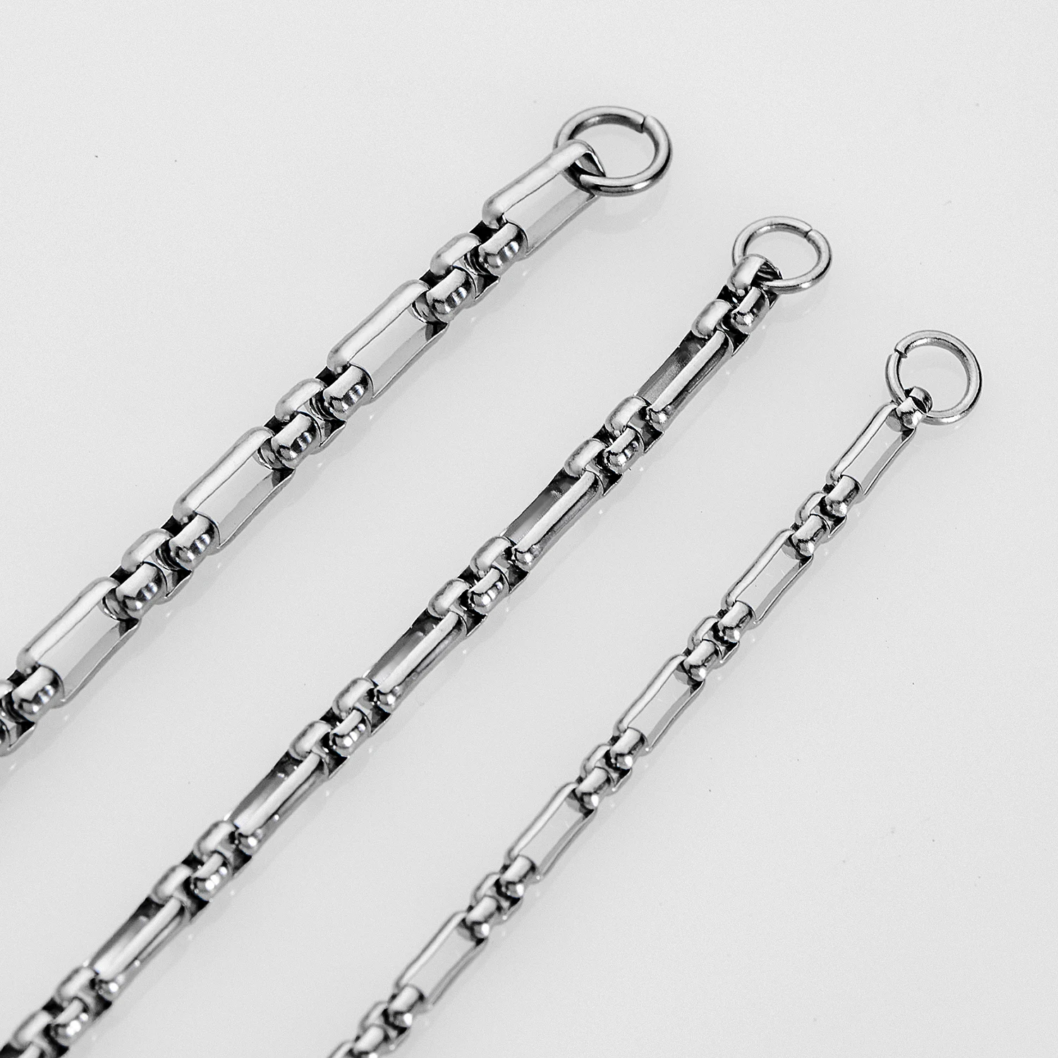 2,5mm/3,0mm/3,5mm Figaro Edelstahl Handgefertigte Lange Box Fußkette Halskette Quadratische Perle 3:1 NK Kette für DIY Schmuckherstellung – Detail 4