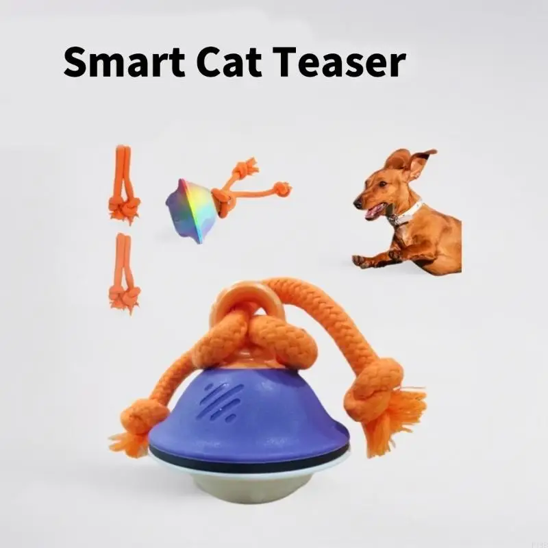 F19B Automatic Sensing Dog Interaction Ball With 3 Speed Setting And Tug Rope for Small to Large Breeds Indoor Entertainment