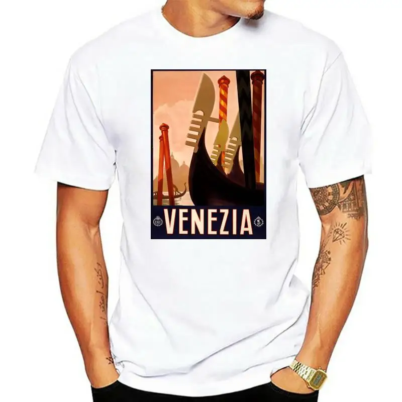 Venezia Vintage Travel Poster Shirt! Quality T Shirts Men Printing Short Sleeve O Neck Tshirt