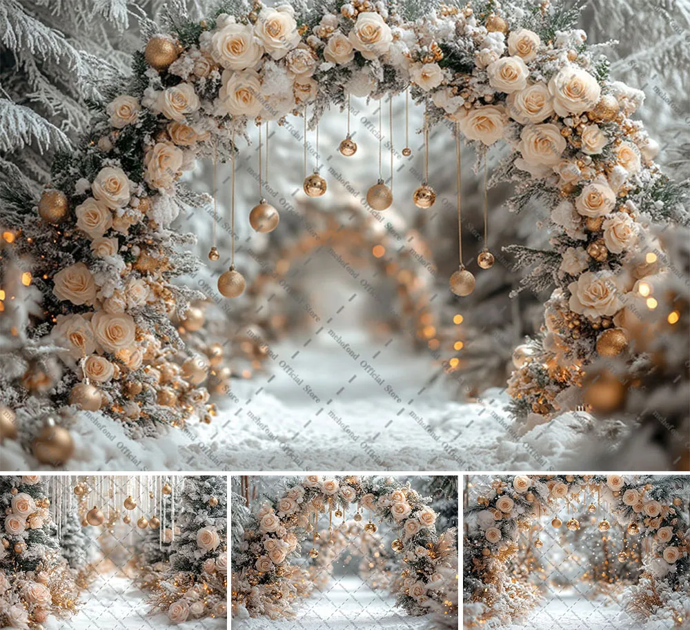 mehofond-fotografia-fundo-inverno-natal-boho-arco-flor-neve-arvore-de-natal-criancas-familia-retrato-decoracao-pano-de-fundo-foto-studi