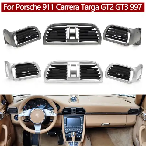 전면 에어컨 왼쪽 오른쪽 중앙 AC 벤트 그릴 Oulet 커버 패널 Porsche 911 Carrera Targa GT2 GT3 997 2004-2012