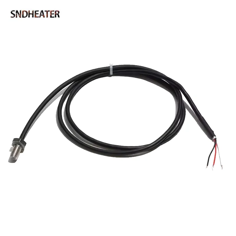 DS18B20 Thermistor M10 Thread Stainless Steel Probe Thermocouple Temperature Sensor with Waterproof PVC Cable 1M