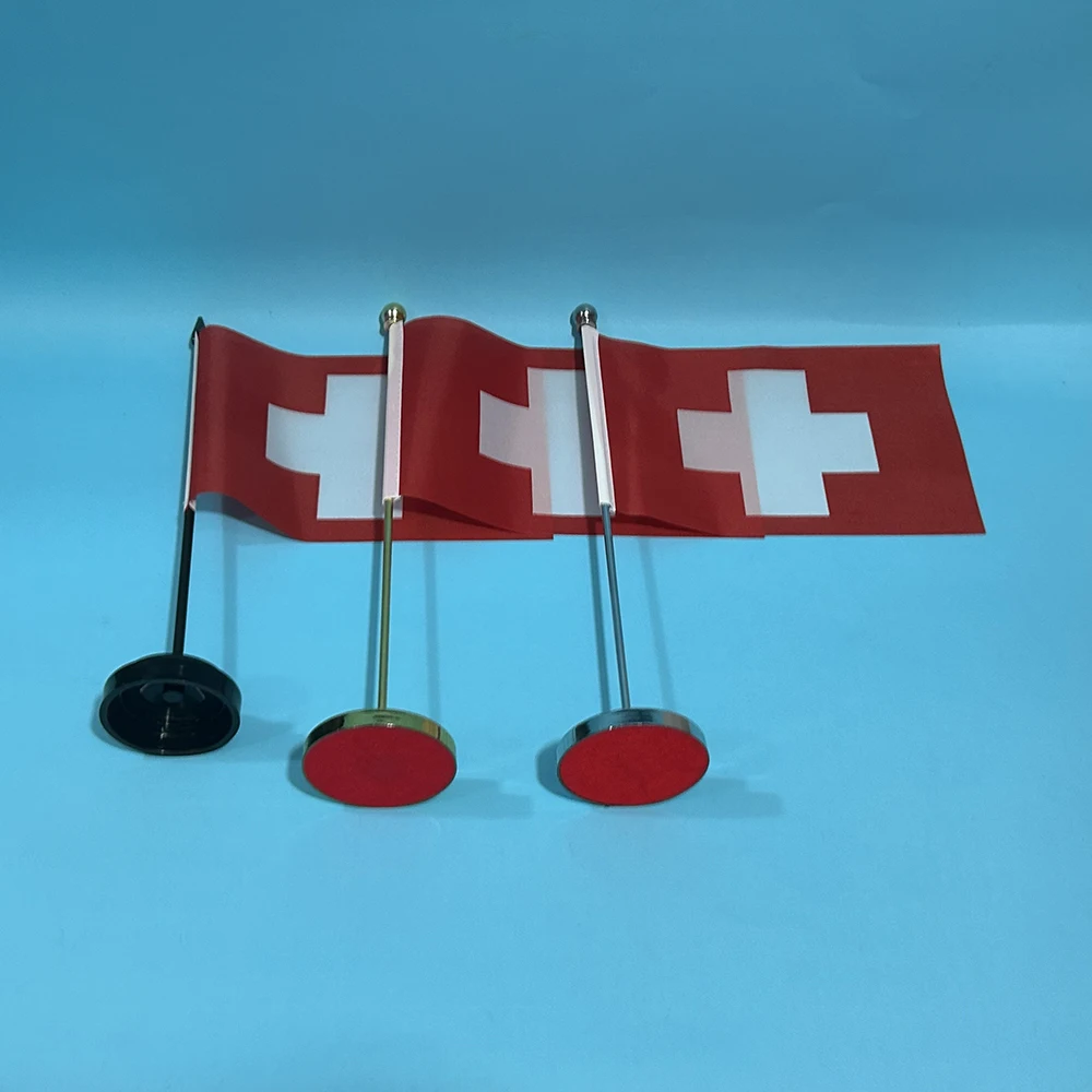 (SKY FLAG) Office Desk Flag Of Swiss Flag 14x21cm Polyester Table Flag Switzerland National Banner Desk Ornaments Flags