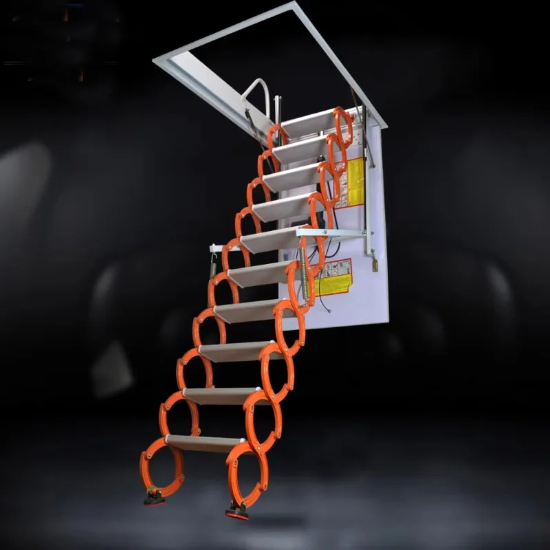 

Stainless Steel Indoor Attic Ladder Custom Remote-Controlled Retractable Stairs