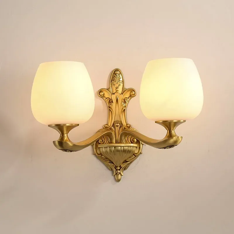 Vintage American Style Solid Copper Wall Sconce Minimalist European Design for Hotel Villa Living Room Study Corridor Bedroom