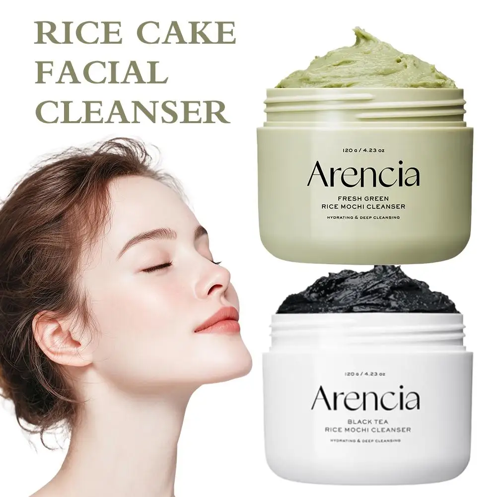 Limpiador exfoliante Arencia Purifying Green Mochi con células madre vegetales y vitamina E, que se convierte de barro a espuma para equilibrar e hidratar la piel.