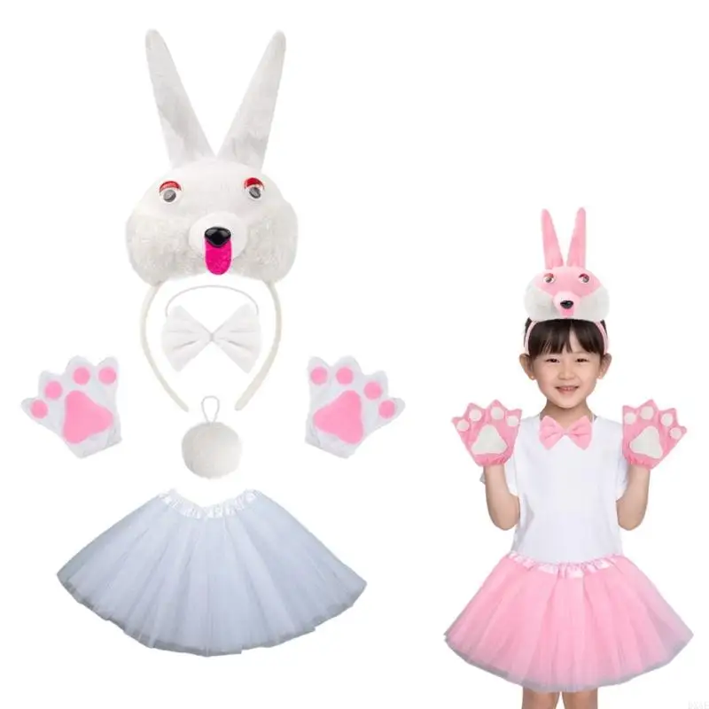 DXAE Animal Bunnies Costumes Acessórios Bunnies Ears Bandra da cabeça Tail luvas joio