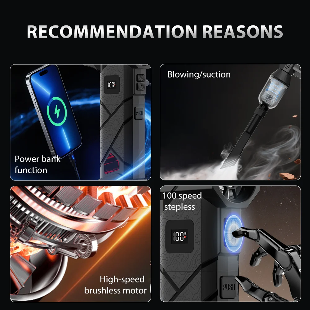 منفاخ هواء توربو قوي 99WRPM عالي السرعة بدون فرش 100 سرعة تنظيم توربو منفاخ نفاث مروحة عنيفة مع إضاءة LED