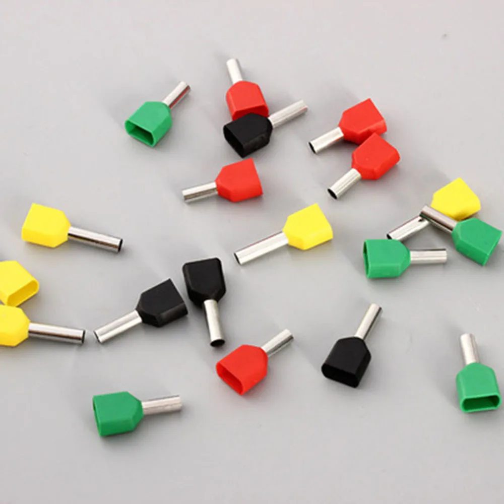 Wire terminal TE0508 insulated twin cord end terminals suit Cable Wire Connector Crewel tube preinsulating terminals 100PCS/Pack