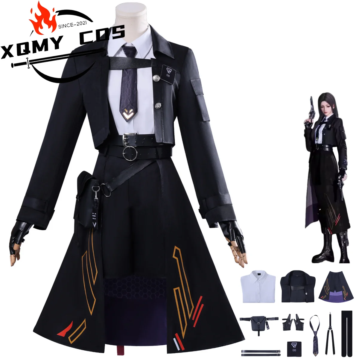 

XqGame Love and Deepspace Player Косплей Костюм Аниме Mc Экипировка Боевая Униформа Пальто Юбка Взрослая Женщина Карнавальный Костюм Хэллоуина