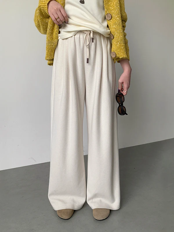 

Boran High Waist Dstring Casual Straight Leg Wide Leg Pants Loose Slimming Leg ape Lazy Sle Faionable Women's Clothing