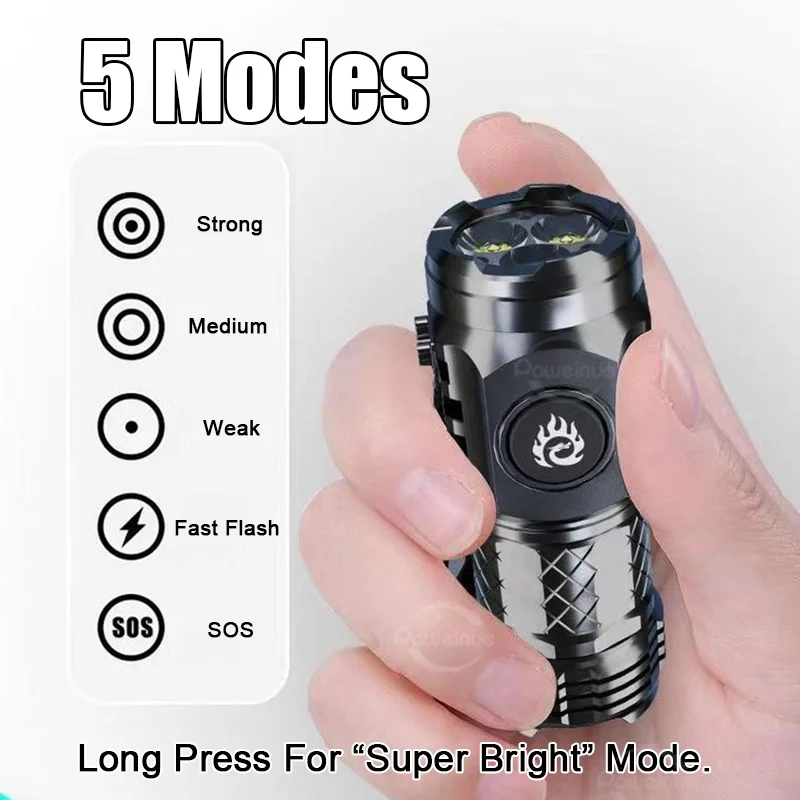 3LED Mini Flashlight Rechargeable Torch Super Bright Waterproof Hiking Camping Fishing Portable Flashlights Work Lamp With Clip