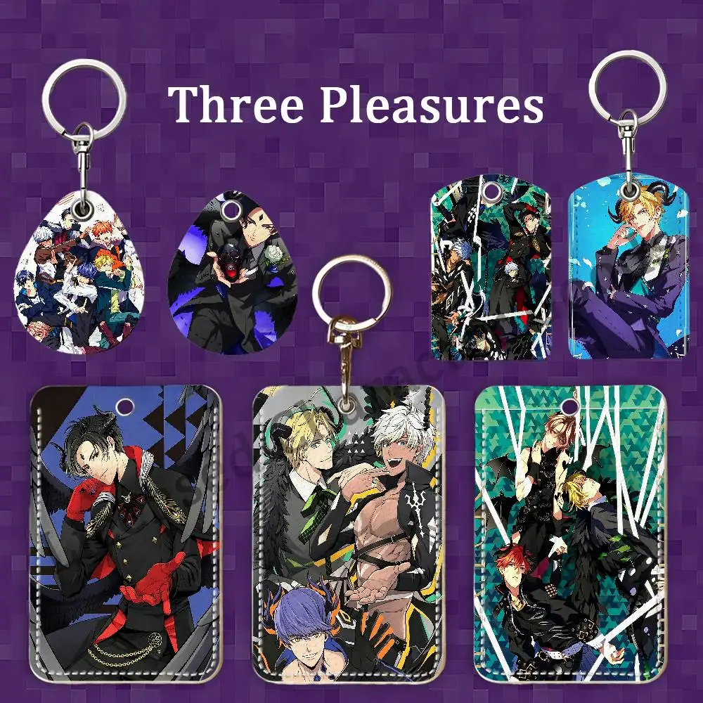O-Obey M-Me L-Lucifer Rectangle Card Case Keychain Access Card Bag Key Tag Ring Leather Card Holder Key Ring Access