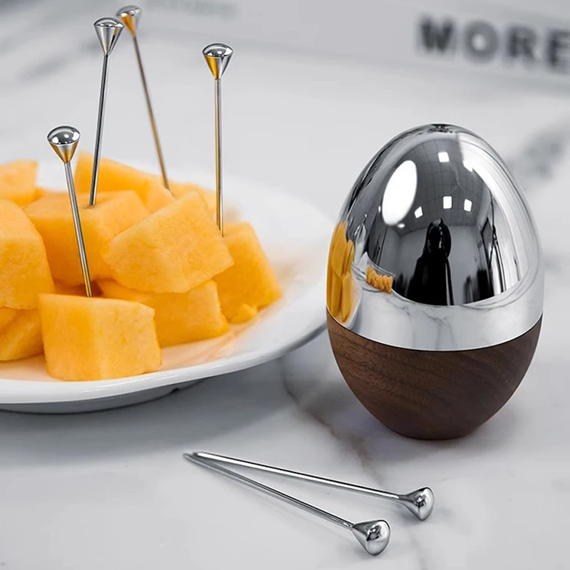 Egg Shape Toothpick Holder Stainless Steel Luxury Personality Party Bar Restaurant Dining Table Portable Metal Picks Container