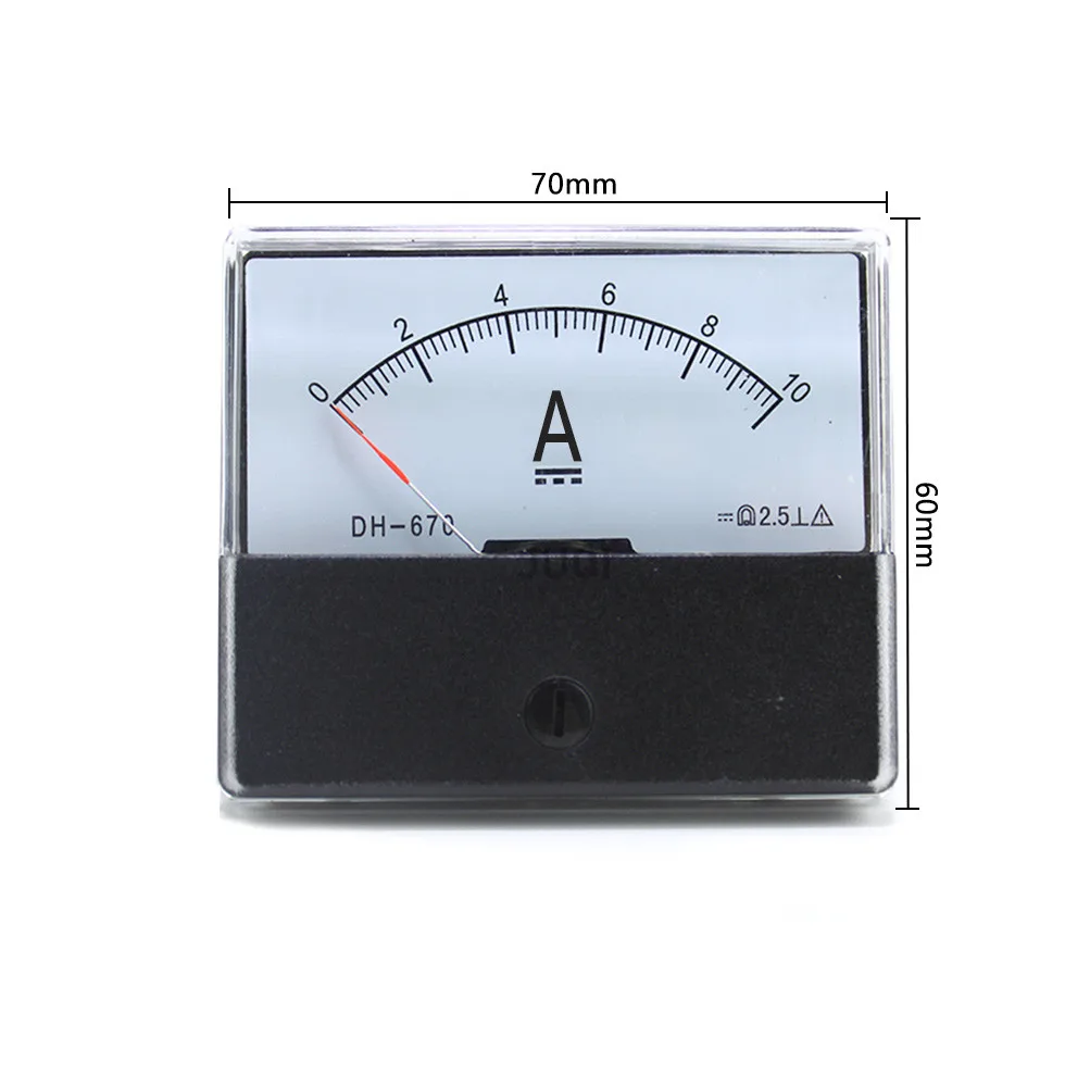 DH-670 pointer type DC ammeter DC 1A 2A 5A 10A 20A 30A 50A 100A 200A 300A 500A Rectangular Ampere Needle Panel Meter