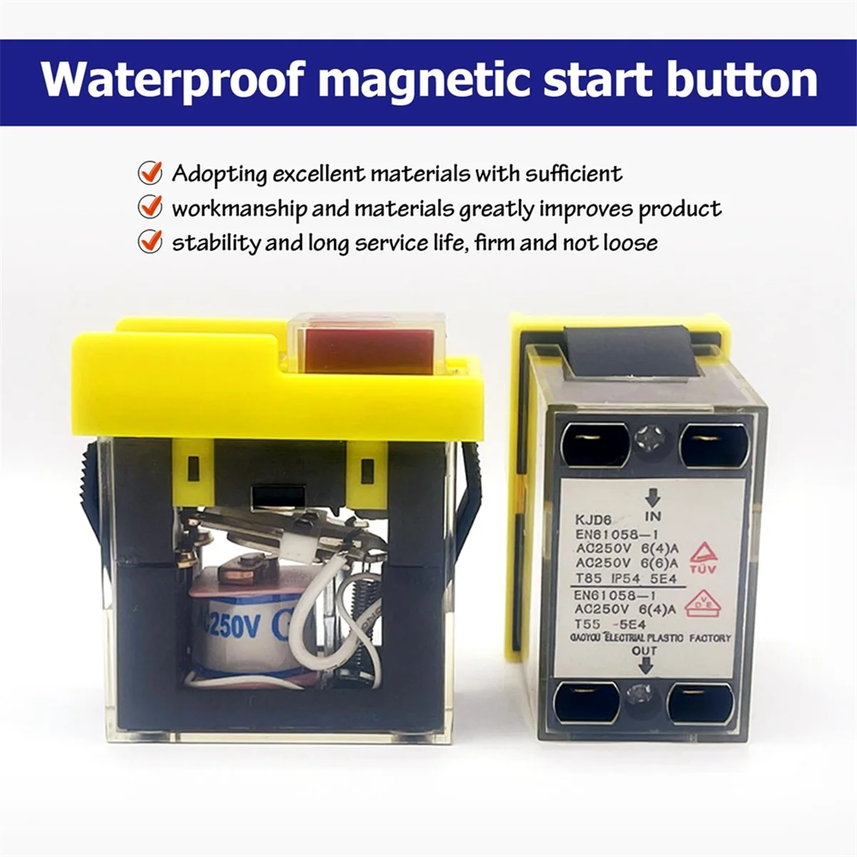 Kjd6 5E4 250V 6A saklar pengaman Universal: tahan air elektromagnetik, terhadap sakelar alat pemutus daya, tombol mulai