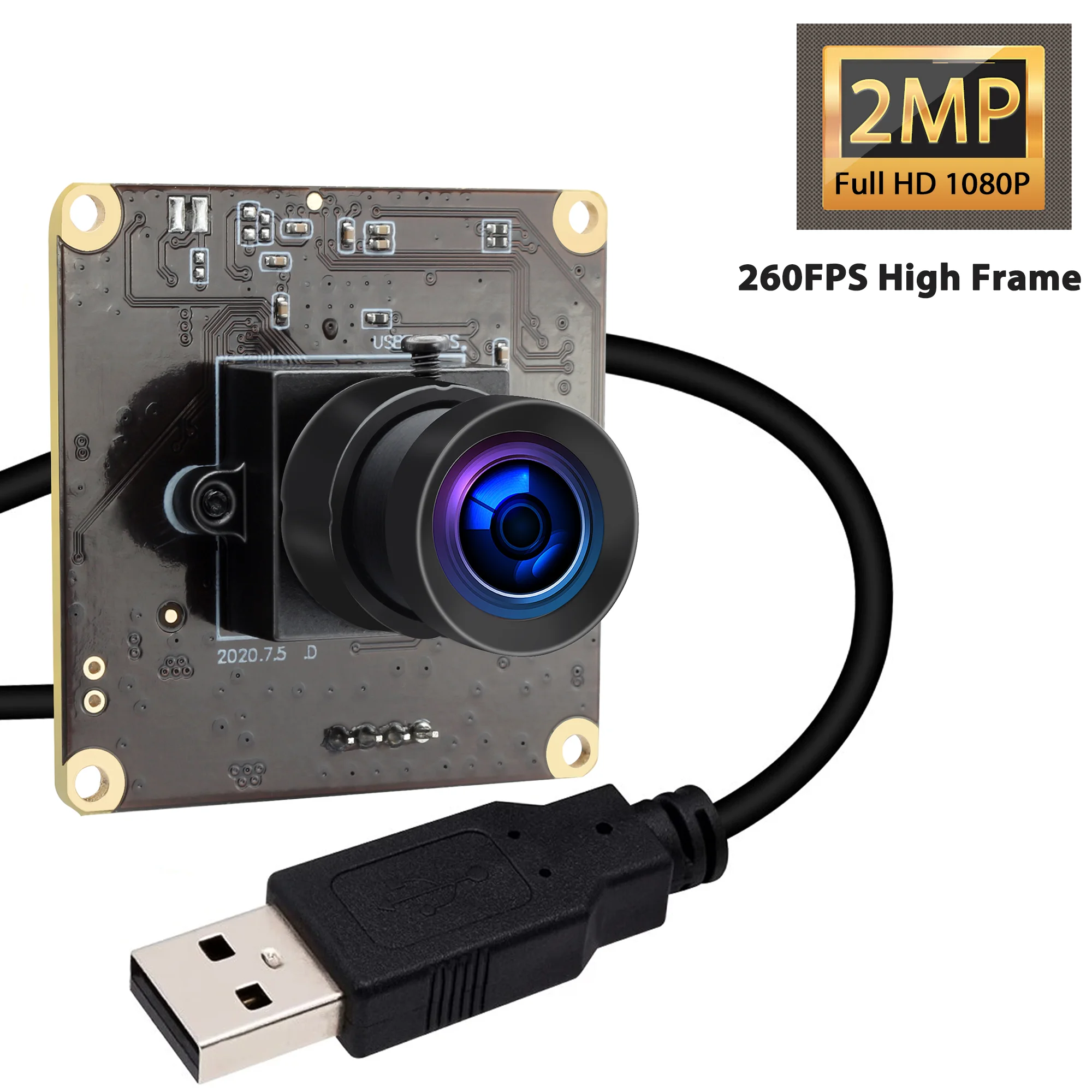 

Высокоскоростная USB-камера ELP с модулем HD 1080P, камера 120fps 260fps, промышленная веб-камера, мини-камера для гольфа с объективом без искажений