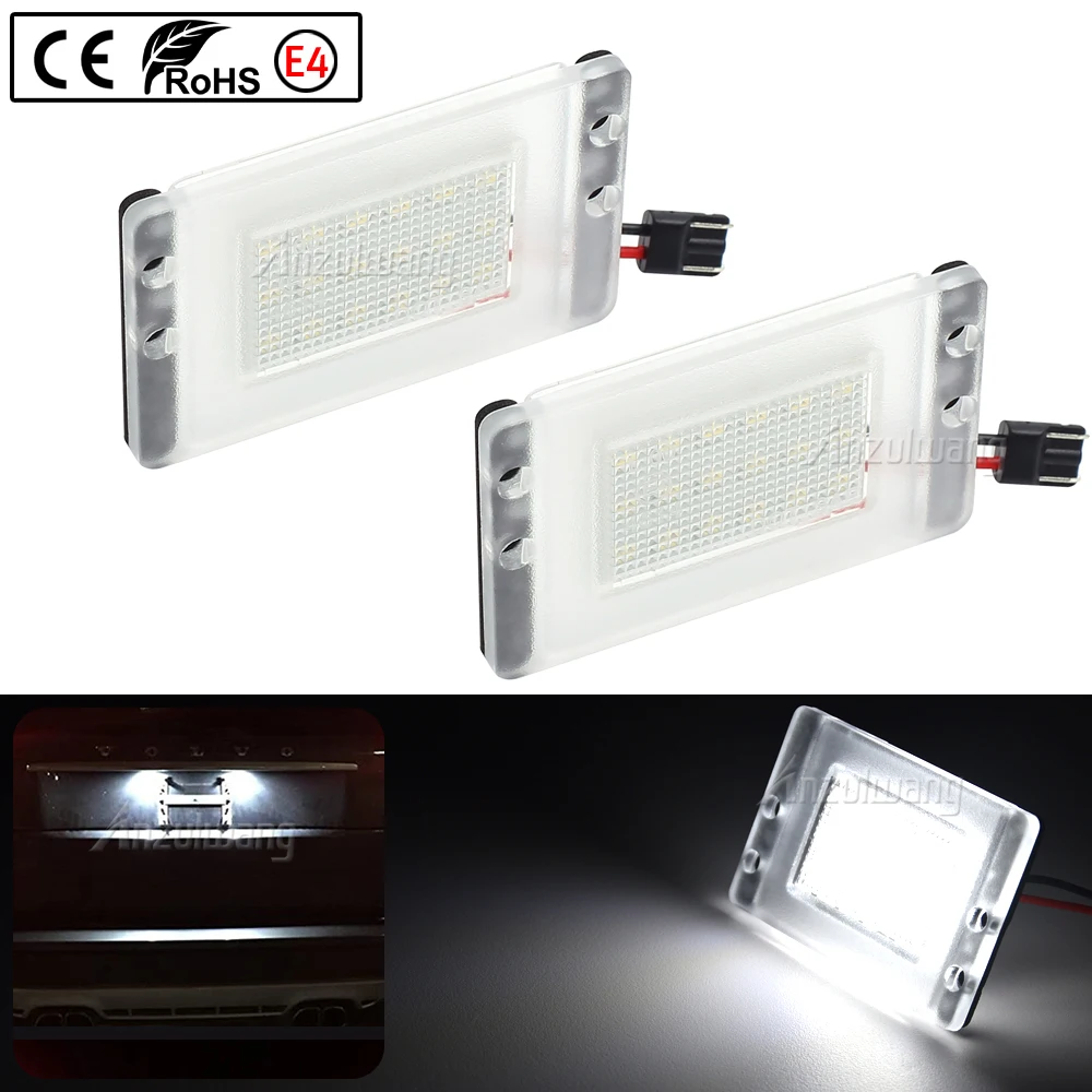 LED Car License Number Plate Lights Lamps White For Volvo 855 1993-1997 V70 XC 1997-2000 Auto Light 2x No Error 18 SMD