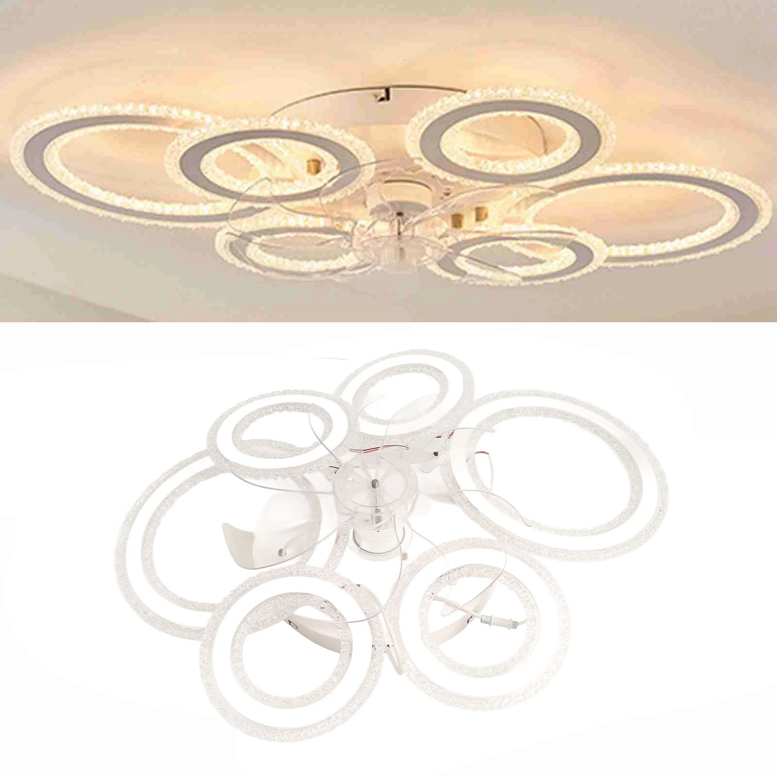 

Ceiling Fan Light LED Nordic Modern Ceiling Fan Lamp 6 Rings Ceiling Fan Light for Bedroom Living Room Dining Room