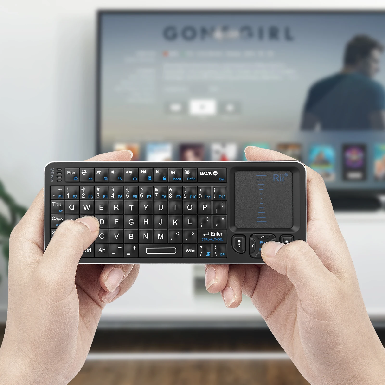 Rii-mini teclado bluetooth k06, retroiluminado, 2.4ghz, sem fio, com touchpad de aprendizagem ir, caixa de tv android, mac, laptop, windows