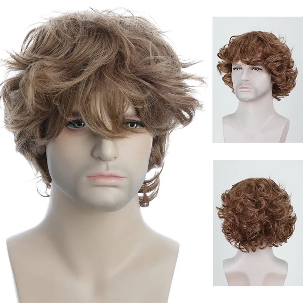 Fashionable Synthetic Men's Wig Fluffy Realistic Short Curl Synthetic Hair European And American Stylish Men's Wig