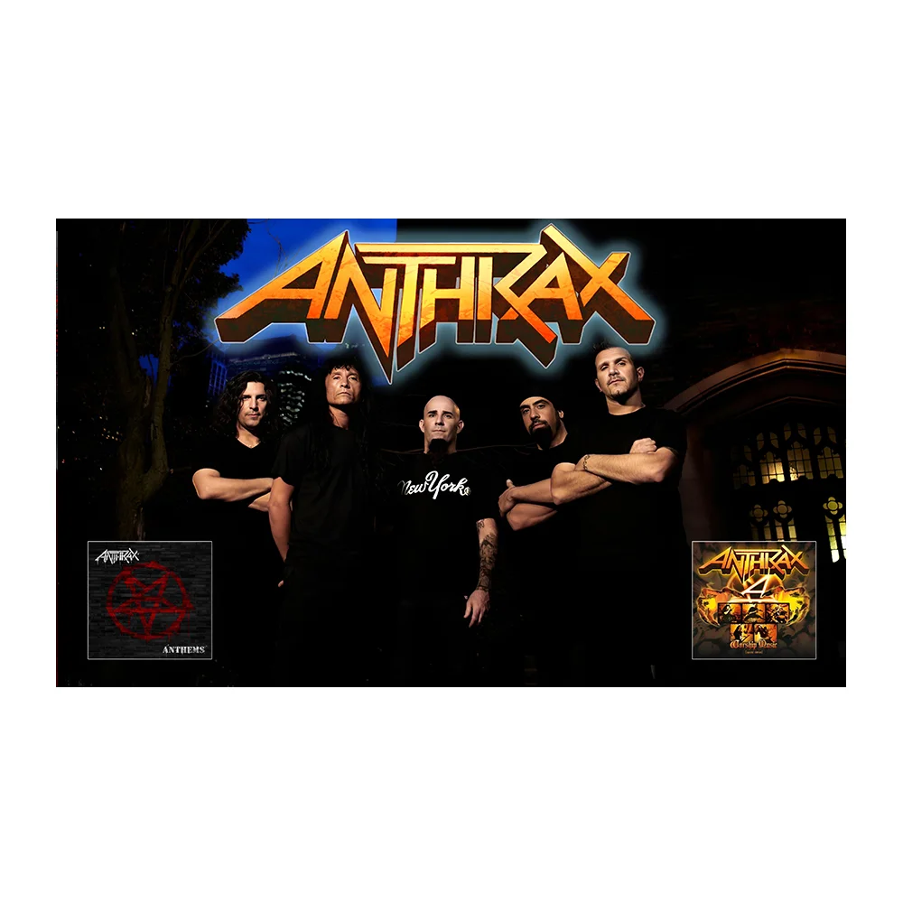 FLAGO Modern Metal Band A-Anthrax Polyester Digital Printing Banner for Garage Wall Art Out Door Decoration With 4 Grommets