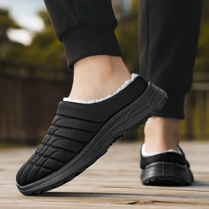 

Living Room Slippers Lightweight Flat Shoes Men's Barefoot Comfortable Home Slippers Winter Warm Men's Cotton Casual Shoes 2025