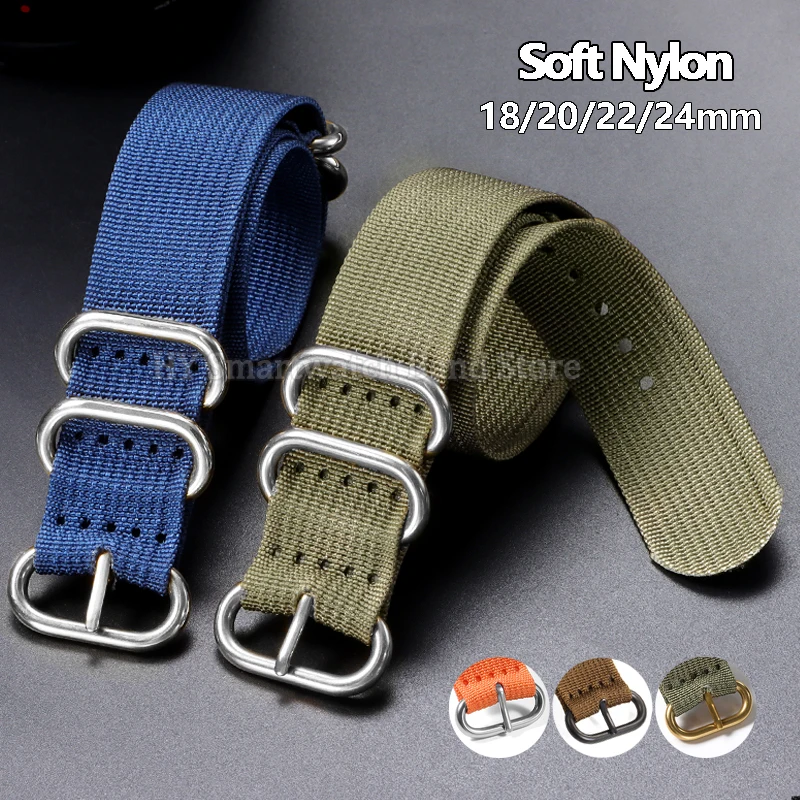 Bracelet de montre en nylon 18mm 20mm 22mm 24mm avec boucle anneau argent, noir, or pour homme et femme, bracelet de remplacement tressé côtelé pour Seiko