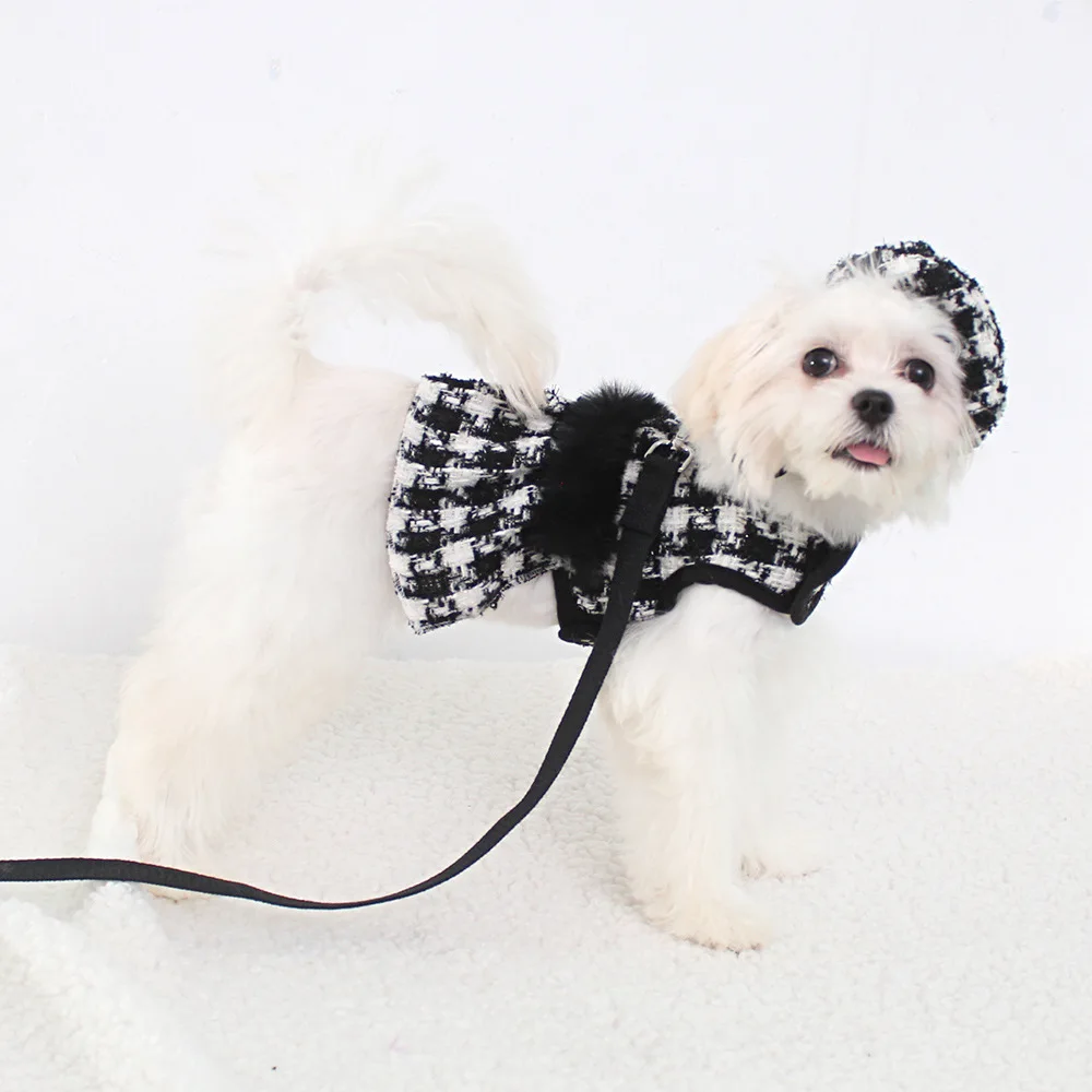 Pet Plaid Chest Strap Dog Plaid Cloak Coat Supplies Dog Tank Top Chest Strap Traction Strap Dog Harness Cat Collar Dog Leash