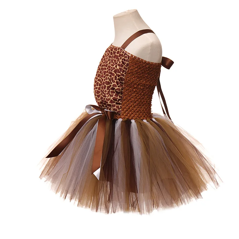 الفتيات فستان الأميرة مجموعة مهرجان زي أداء فستان الحيوان تأثيري حفلة شبكة الزرافة توتو تنورة