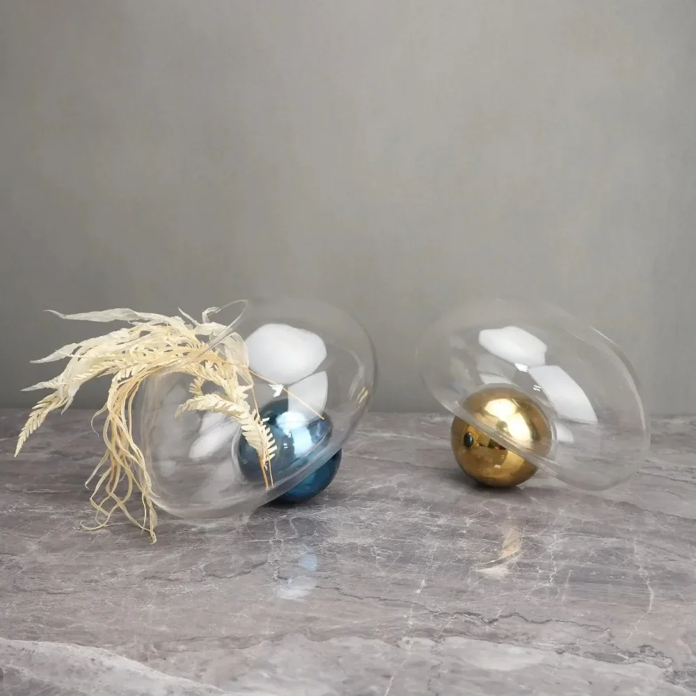 Glass Hydroponic Vase Irregular Glass Ornaments Golden Ball Terrarium Flower Arrangement Vase Room Decoration Accessories